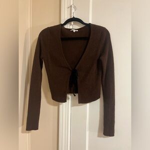Reformation cashmere Antoinette brown front tie cardigan